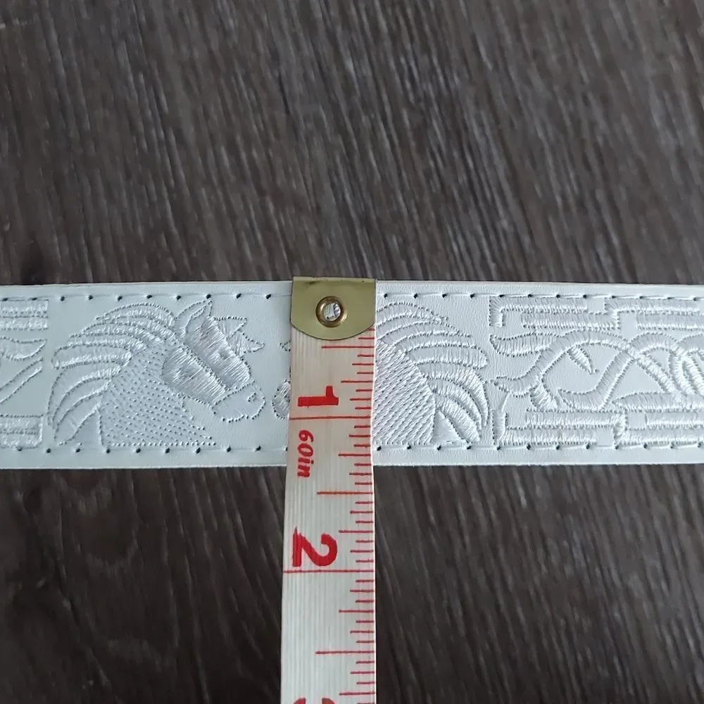 Authentic Mexican Piteado Leather Belt Handmade Horse Belt White Kids Size 20